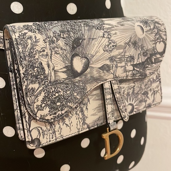 Christian Dior Calfskin Jardín Natural Print Saddle Belt Bag Latte Multicolor - Picture 4 of 16